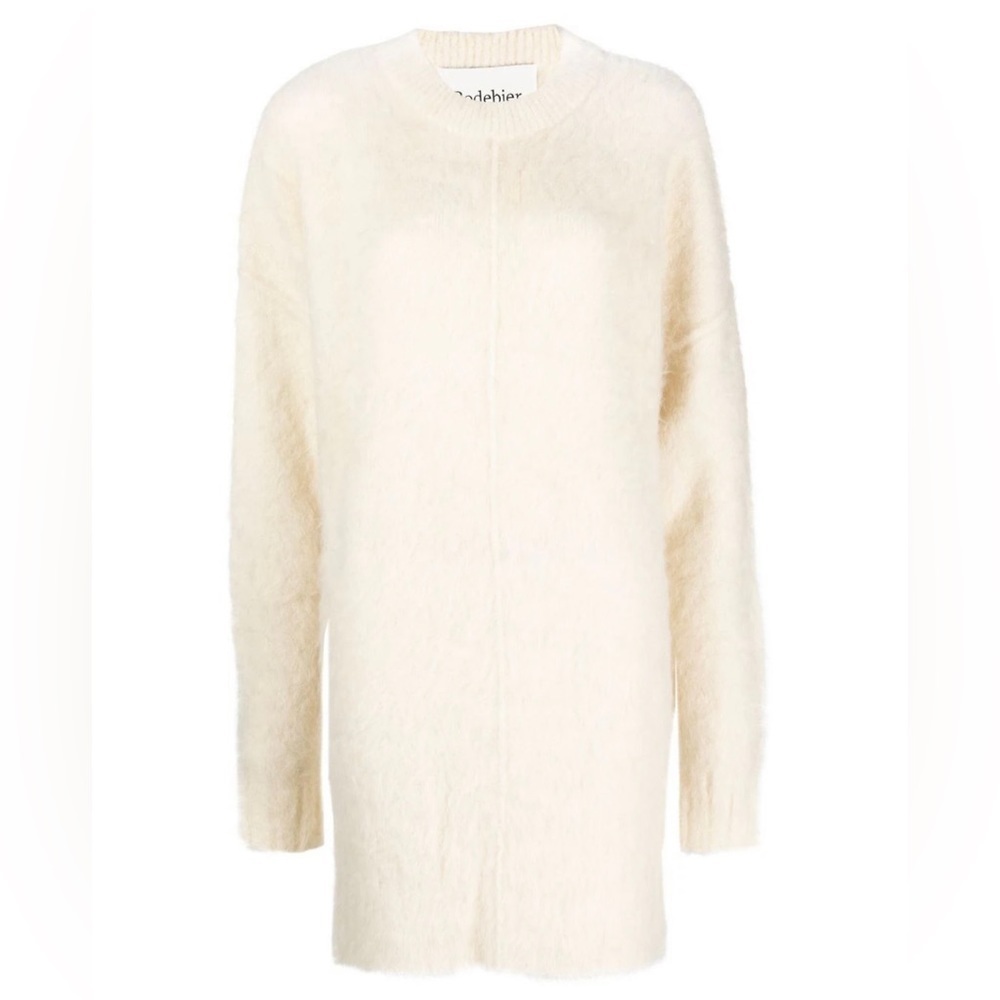 Rodebjer Off White Alpaca-blend Knitted Mini Sweater  Dress